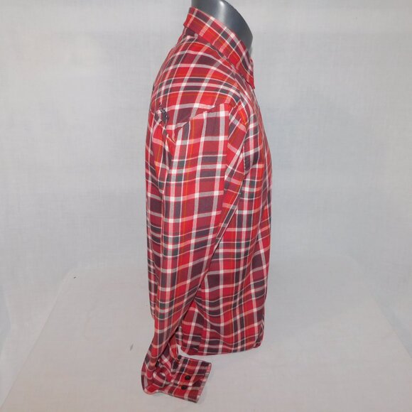 Marmot Mens M Red Black White Plaid Long Sleeve Button Front Shirt - Picture 7 of 11